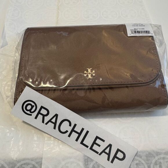 $348 Tory Burch Emerson Chain Wallet Leather Cross Body Bag (Moose)m11 - Picture 3 of 7